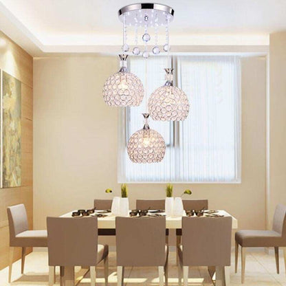 Modern Simplicity Style Indoor Decorations Pendant Lamp E27 LED Crystal Pendant Lights For Restaurant 3 Heads Hanging Light