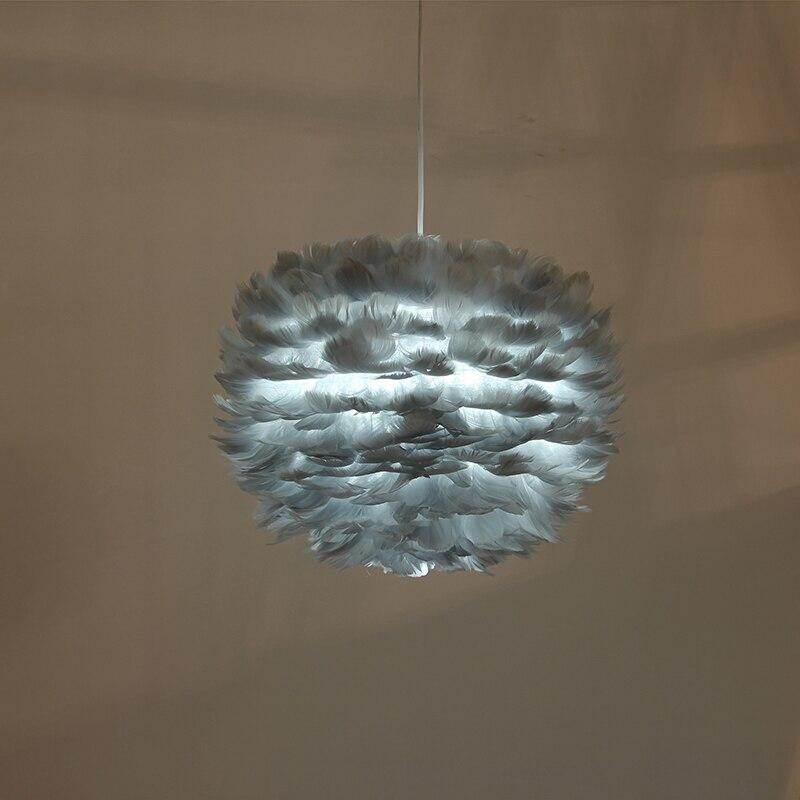 Modern Feather Pendant Lights White Nature Goose Romantic E27 Led Pendant Lamps For Home Lighting Restaurant Bedroom Living Room