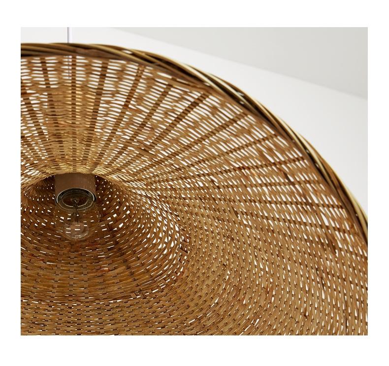 Bamboo Chandelier Rattan Straw Hat Lamp Stair Bamboo Lamp