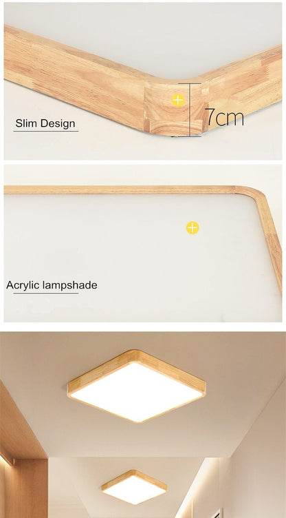 Nordic Simple Modern OAK Wood Ceiling Lamp Ultra Thin LED Ceiling Lights