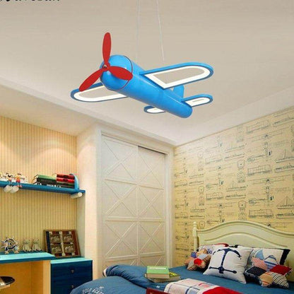 LED Pendant Light For Children Baby Bedroom Blue Airplane Shape Remote Control Lamp Lighting Lamparas Luminaria Avize