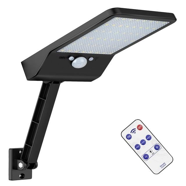 The latest super bright 48 led solar outdoor garden light, waterproof wall light, remote control solar light With Three Modes
