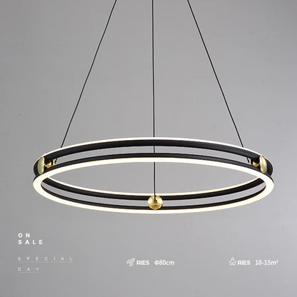 Simple Living Room Chandelier Aluminum Annular Ring