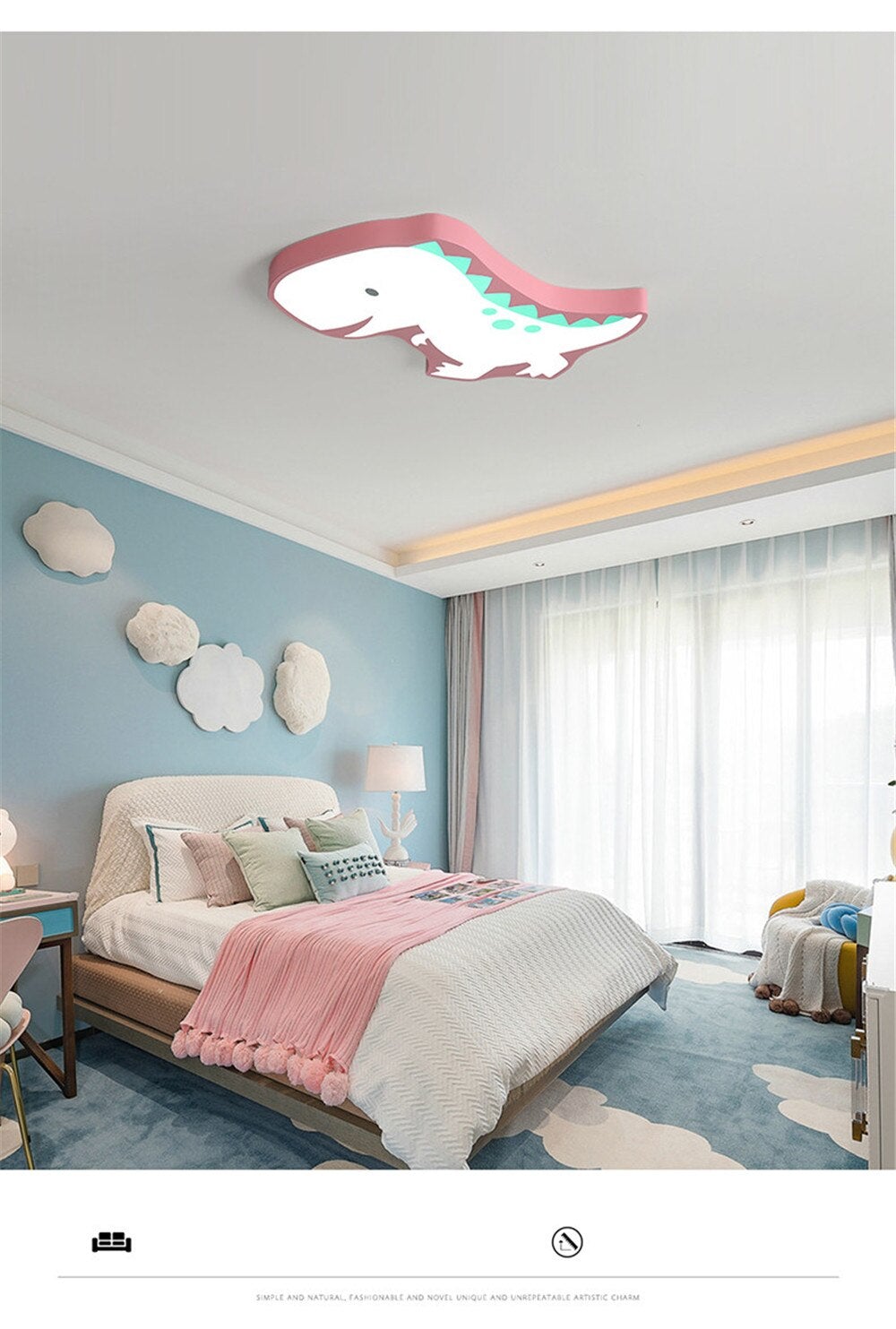 Modern Kids Room The Dinosaur LED Lamp Ceiling Light Cartoon Light Boy Gril Bedroom  Colorful Lighting Fixture