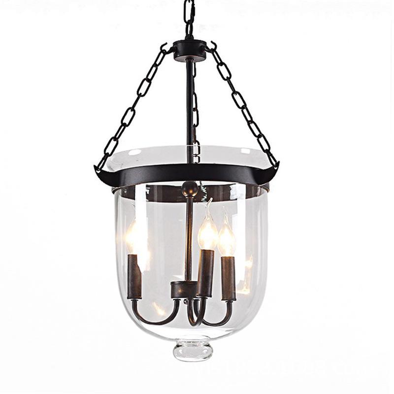 Round American Country Glass Chandelier Candle Lamp Bucket Chandelier