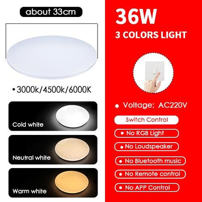Led Ceiling Light RGB Dimmable 36W 40W Smart APP Control Bluetooth Music Modern Led Ceiling Lamp Living Room Bedroom