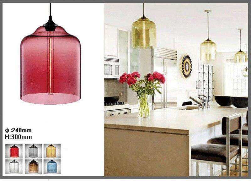 Modern Loft E27 Glass Bowl Pendant Lights Colorful Simple Hanging Lamps For Kitchen Living Room Bedroom Restaurant Hotel Room