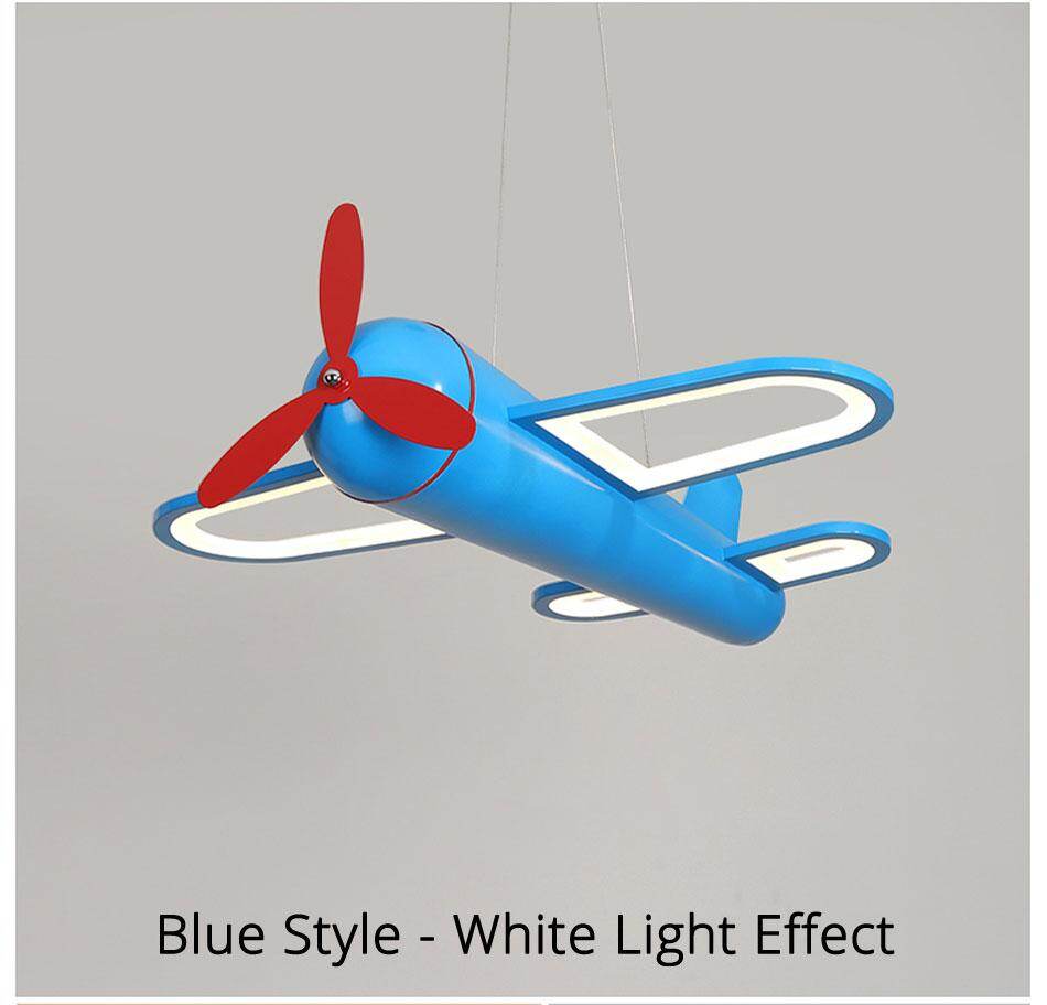 LED Pendant Light For Children Baby Bedroom Blue Airplane Shape Remote Control Lamp Lighting Lamparas Luminaria Avize