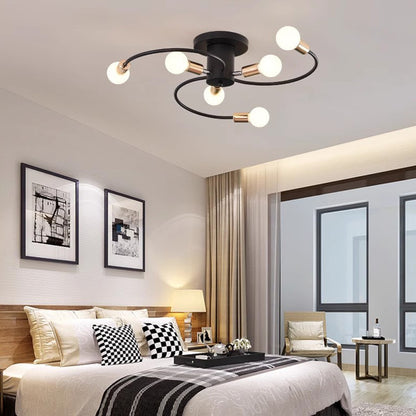Household E27 Iron Ceiling Chandelier Lamp Modern Style Ceiling Lamp Bedroom Light Surface Installation Dining Room Lamp