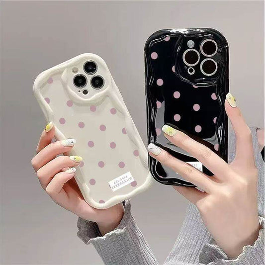 Pink Polka Dots Case for IPhone 16 15 14 13 12 11 8 7 Pro Max X XR Xsmax Shockproof Phone Cover Shockproof Protective Cover