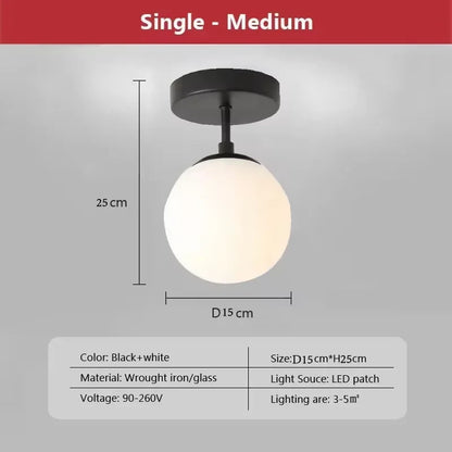 Nordic Multi Head Glass Ceiling Light For Cloakroom Balcony Corridor Aisle Light Entryway Light