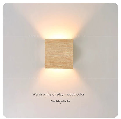 Nordic Wall Lamp Led Up Down Warm Light For Living Room Bedroom Wall Decor Wood/Walnut Corridor Sconce Decorative