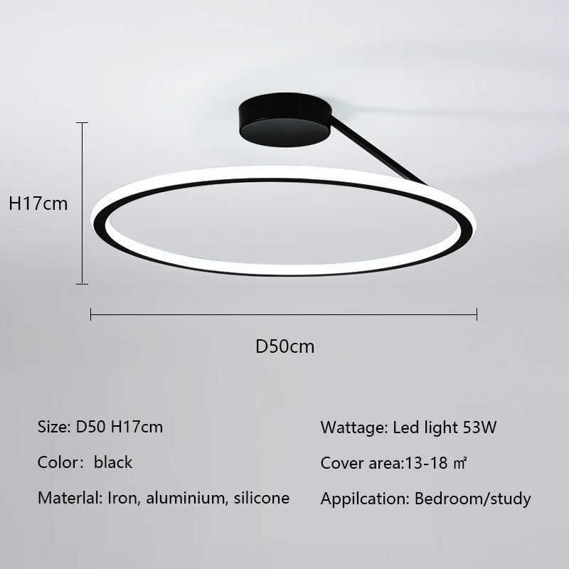 Modern Simple Circle Led Ceiling Chandelier Round Ring Aluminium Dimmable Bedroom Lamp Lighting