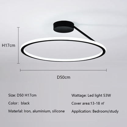 Modern Simple Circle Led Ceiling Chandelier Round Ring Aluminium Dimmable Bedroom Lamp Lighting