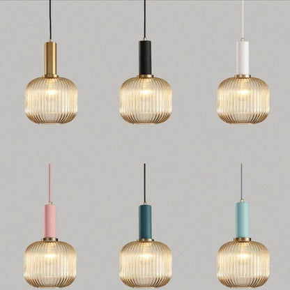 Novelty Stripe Glass Hanging Lights E27 LED 6 Color Lamp Holder Pendant Lamp For Kitchen Living Room Bedroom Hotel Restaurant