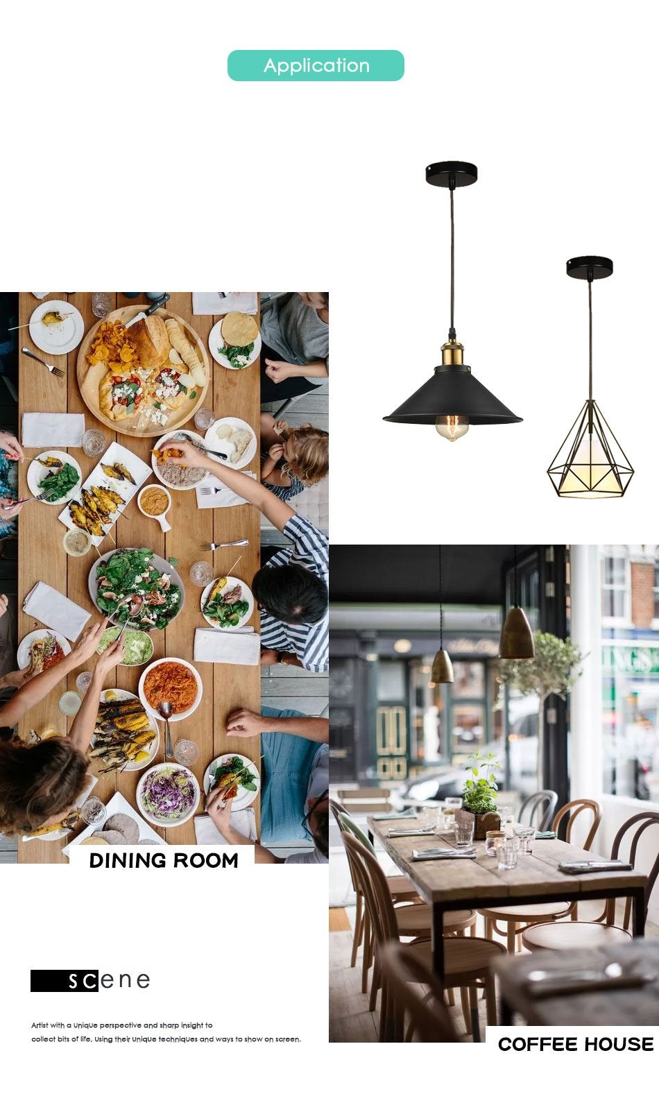Modern Pendant Light Black Iron Hanging Cage Vintage Led Lamp E27 Industrial Loft Retro Dining Room Restaurant Bar Counter