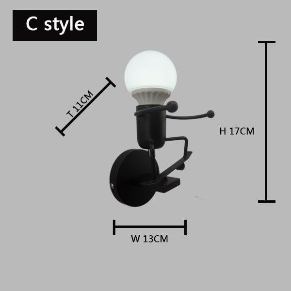 Iron Led Wall Lamp American Creative Wall Lights Metal Cartoon Robot Sconce Wall Light bedroom Children room Luminaire