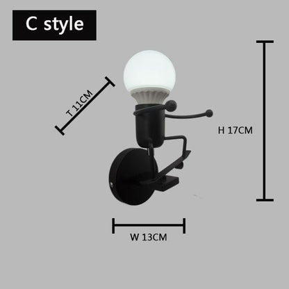 Iron Led Wall Lamp American Creative Wall Lights Metal Cartoon Robot Sconce Wall Light bedroom Children room Luminaire