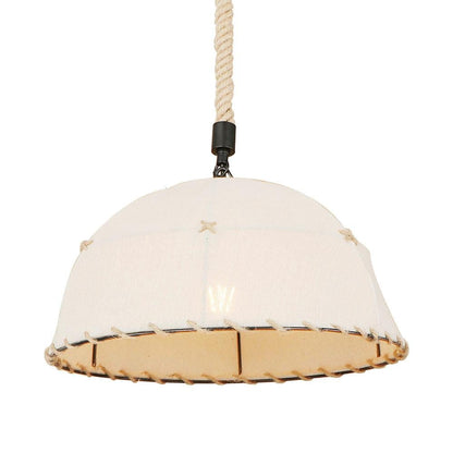Home Deco Countryside Fabric White Pendant Light LED E27 Simple Hanging Lamp For Lounge Shop Cafe Living Room Bedroom Restaurant
