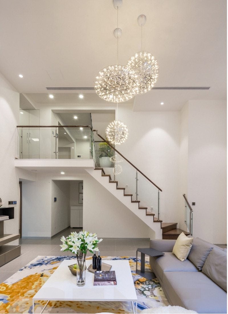 Industrial Loft Iron Ball Sparking Pendant Light LED G4 Modern Nordic Hanging Lamp For Living Room Lobby Hotel Restaurant Cafe