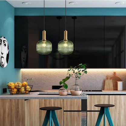 Novelty Stripe Glass Hanging Lights E27 LED 6 Color Lamp Holder Pendant Lamp For Kitchen Living Room Bedroom Hotel Restaurant