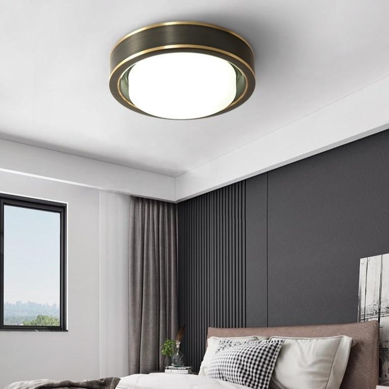 Simple Modern Room Living Room Black Copper Ceiling Lamp