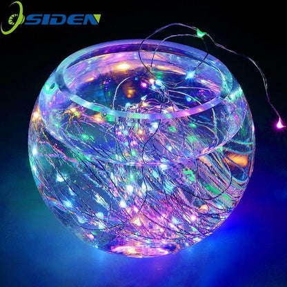 LED Strip 2-10m 20-100 Led Fairy Light String Outdoor Garland Christmas Wedding Party Decoration Battery Operated silver Copper
