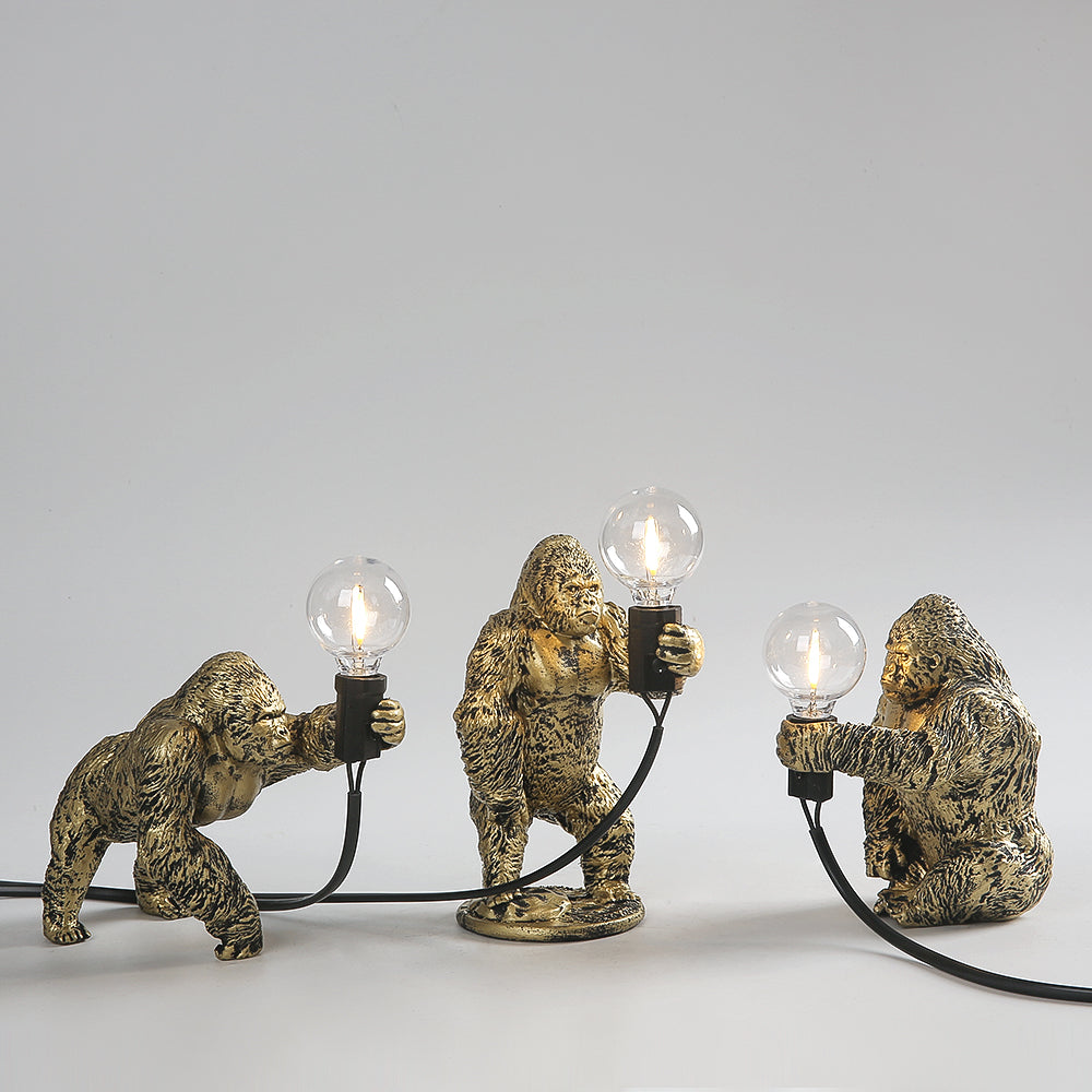 King Kong Gorilla Animal Table Lamp Indoor Resin Decoration Small Night Lamp Creative Crafts Gorilla Table Decor Lamp