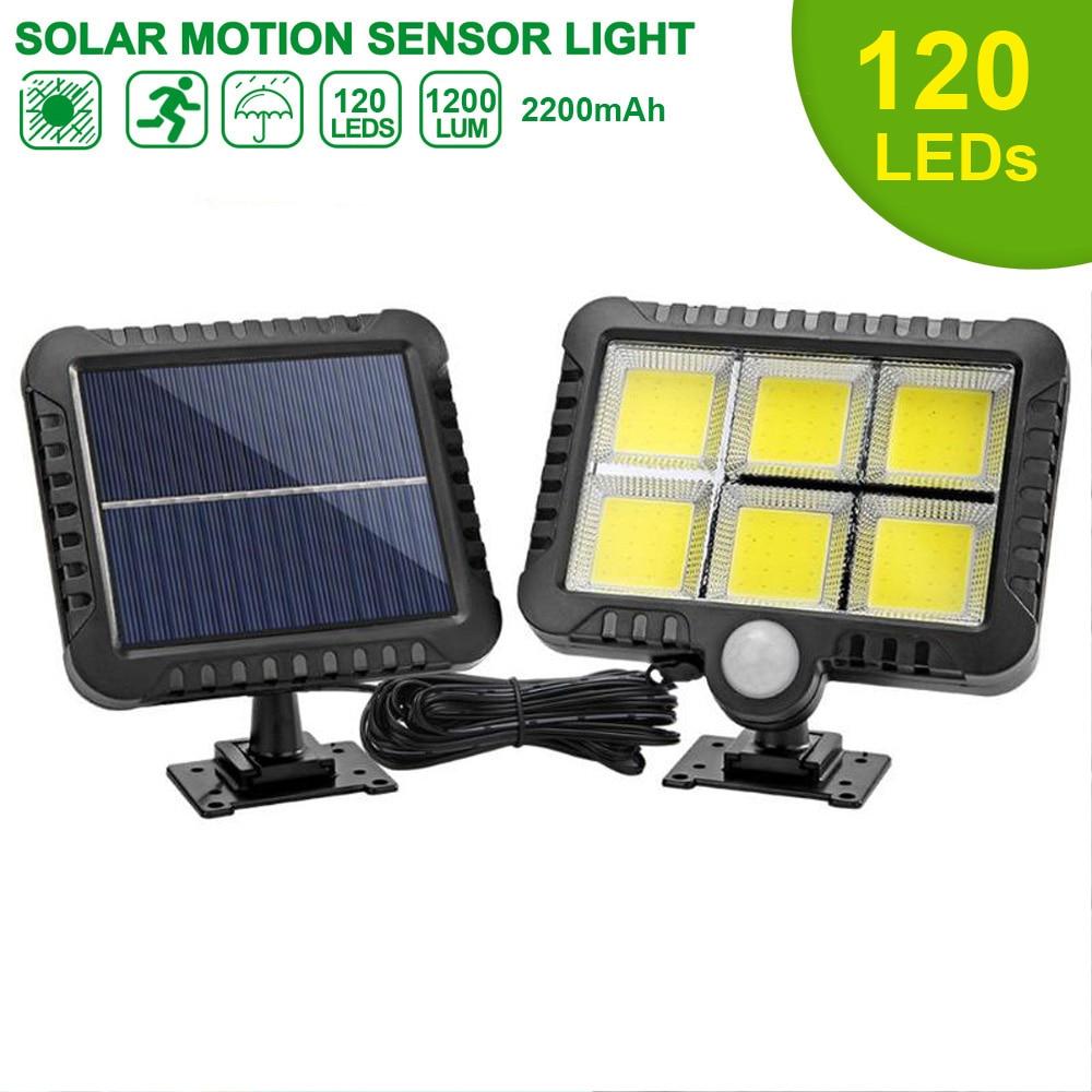 120 COB LED Solar Light Solar Lamp with Motion Sensor Outdoor Garden Spotlight Solar Powered Wall Lamp for Street Path Courtyard