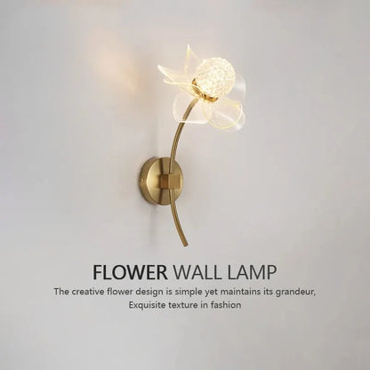 Modern LED Wall Lamp Electroplated Flower Shaped Bedroom Bedside Light Study Dining Room Living Room Background Decoration Lamp