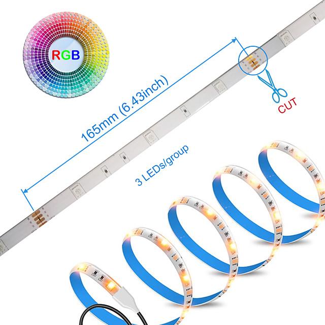 65FT LED Light Strips Waterproof Flexible with IR 44 Key Double Outlet Controller Extended Flexible Strip Lights for Bedroom Party Home Decration 360LEDs 5050SMD 10mm RGB 2x32.8FT