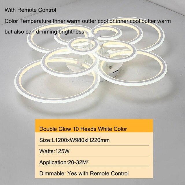 Gleam RC Modern Led Ceiling Lights For Living Room Bedroom Study Room Ceiling Lamp Plafondlamp White Color