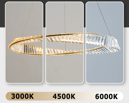 Dimmable Crystal Chandeliers Lighting Modern Ring Pendant Light LED Lamp Fixtures for Dining Room Livingroom Bedroom Kitchen