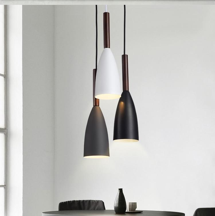 Nordic Minimalism Droplight E27 Aluminum Wood Pendant Lights, Home Restaurant Decor Lighting Lamp And Bar Showcase Spot Light