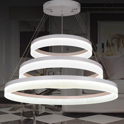 Nordic Ring Pendant Lamp Restaurant Bar Lighting LED Circle Hanging Lamp Stepless Dimming Steel Wire Fashion Simple Light
