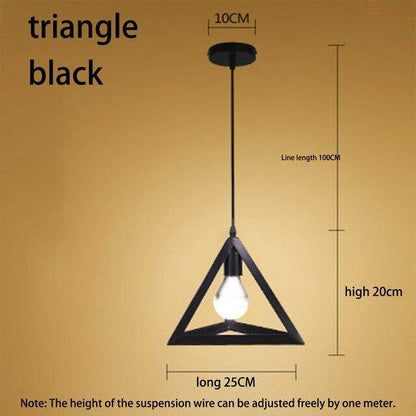 Nordic Retro Creative Geometry Pendant Lights E27 Loft Simple Personality Single-head Restaurant Coffee Shop Iron Light