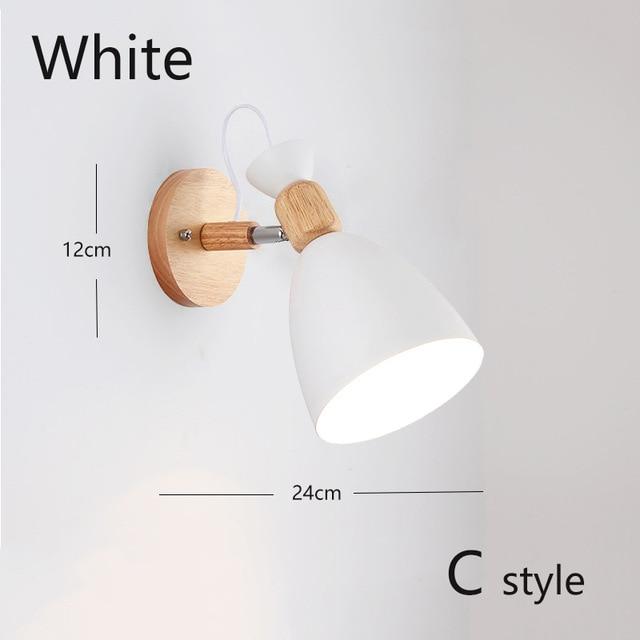 Nordic Wood Wall Lights Bedroom Beside LED Lights Black & White Modern E27 Wall Lamps LED Restaurant Bar Lighting E27 ZBD0016