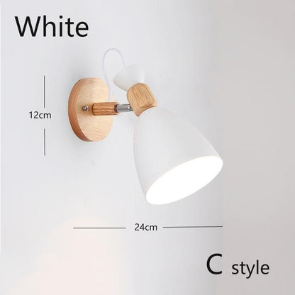 Nordic Wood Wall Lights Bedroom Beside LED Lights Black & White Modern E27 Wall Lamps LED Restaurant Bar Lighting E27 ZBD0016