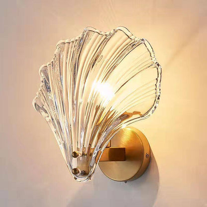 Simple Glass Shell Wall Lamp Bedroom Living Room Corridor Wall Light E14 Bedside Lamps Indoor Decoration Fixtures