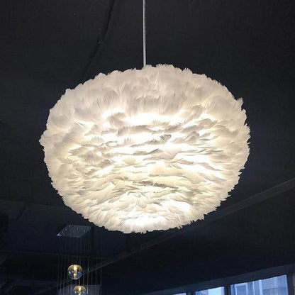 Loft Modern White Nature Goose Feather Pendant Lights Romantic E27 Led Pendant Lamps For Home Restaurant Bedroom Living Room