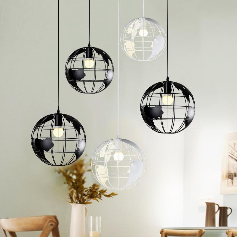 Nordic LED globe pendant lamp iron black / white lamp cafe living room bar office ceiling children ceiling lamp bedroom