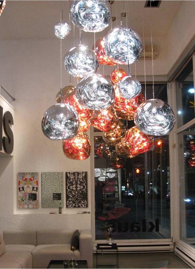 Modern 30/40cm Red Silver Gold Melt Glass Pendant Lamp Lava Irregular Creative Designer Hang Lamp For Living Room Bedroom