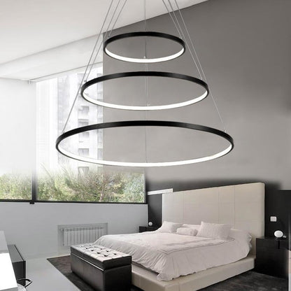Aluminum Circle Rings Modern LED Chandelier lighting White&Black&Gold Lustre Living Kitchen Dining room nordic lamp luminarias