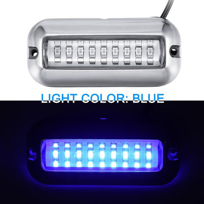 Universal 3.5inch 12V DC White/Blue/Green 27 LED Marine Stainless Steel Under Water Pontoon Waterproof Boat Transom Light IP68