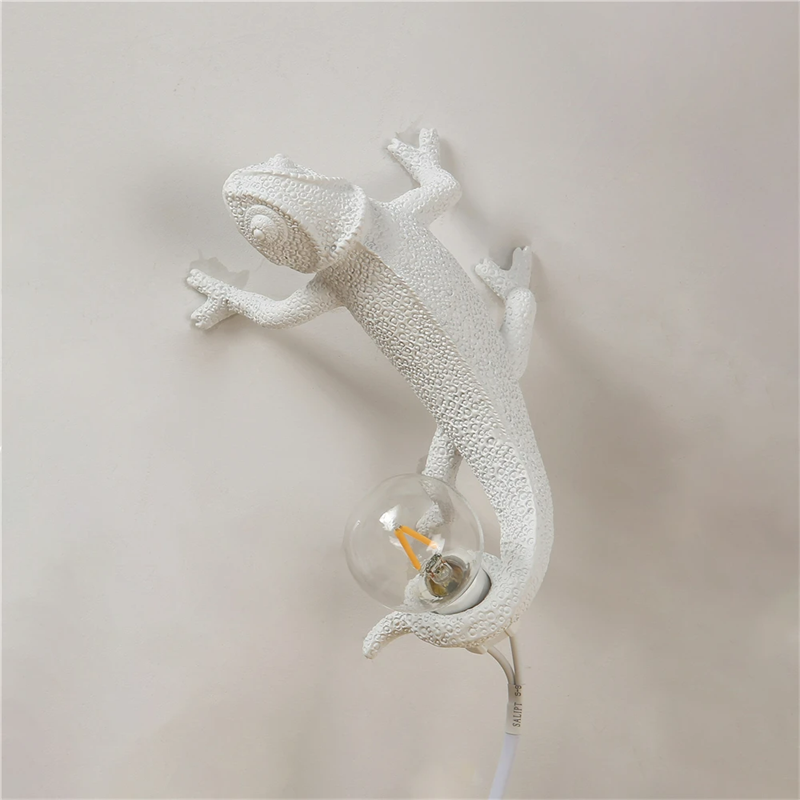 lizard wall lamp be night dorm room Night light living room home decor Cute Resin Animal chameleon Light Fixtures Bedside lamps