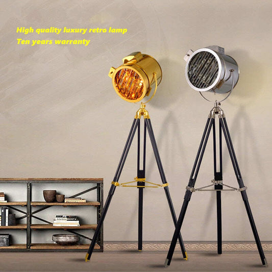 American Industrial Loft  Retro Vintage Floor Lamp Led Industrial Tripod Searchlight Creative Living Room Decor Home Luminaire