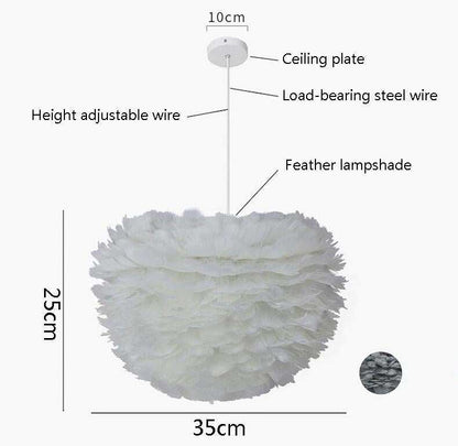 Pendant Lights E27 Feather Romantic Pendant Lamp For Bedroom Living Room Lighting HangLamp Goose Feather Suspension Luminaire