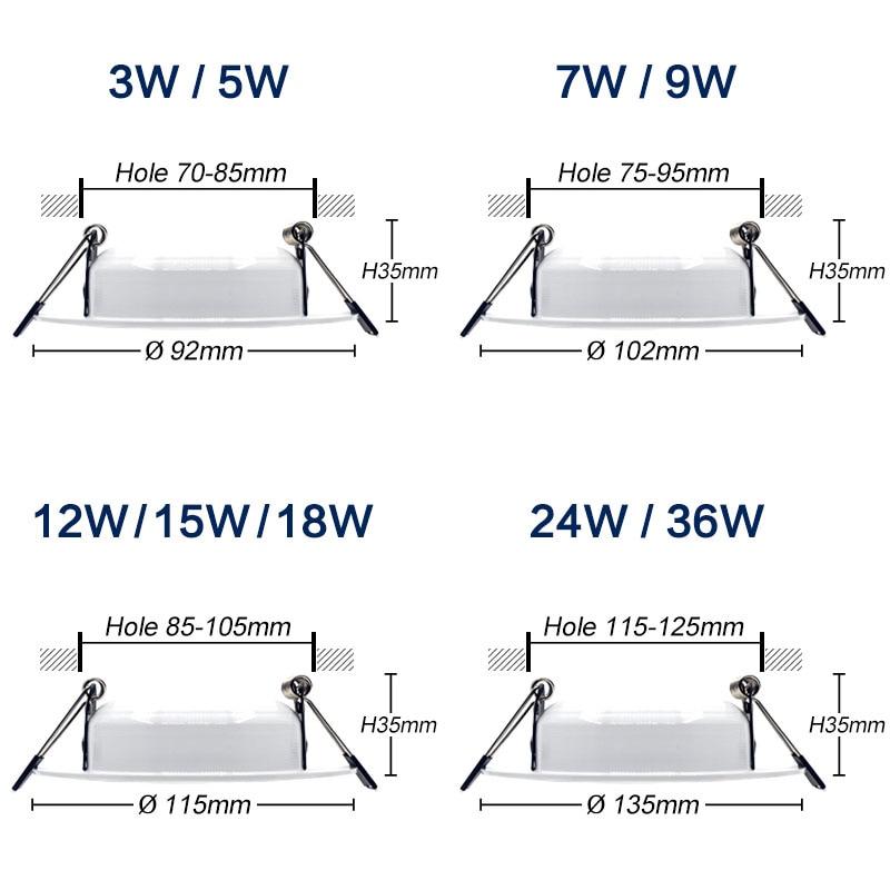 Dimmable Waterproof LED Downlight 5W 7W 9W 12W 15W 18W 24W LED indoor Lamp Recessed LED Spot Light For Bathroom