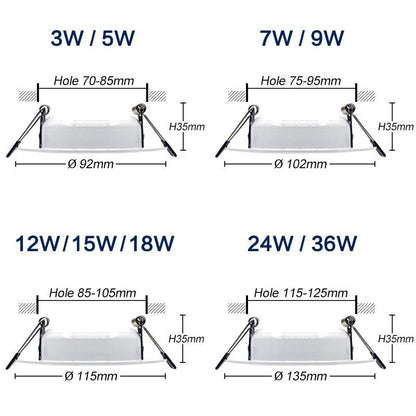 Dimmable Waterproof LED Downlight 5W 7W 9W 12W 15W 18W 24W LED indoor Lamp Recessed LED Spot Light For Bathroom