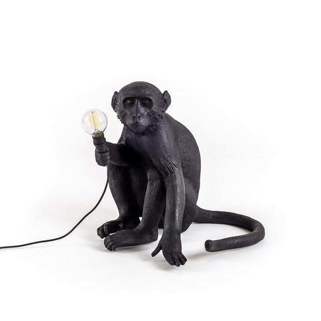 Resin Black White Gold Monkey Lamp Pendant Light For Living Room Lamps Art Parlor Study Room Led Lights lustre With E27 Led Bulb